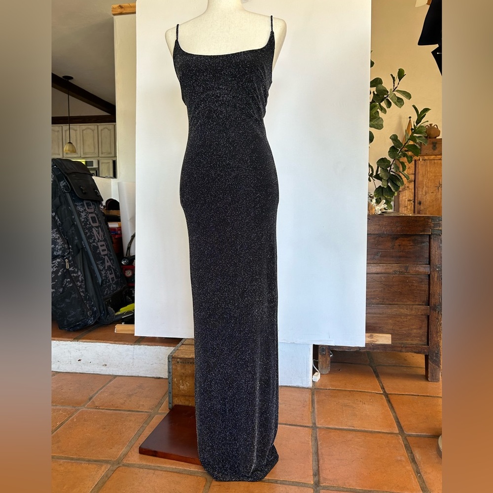Silver metallic bodycon maxi dress